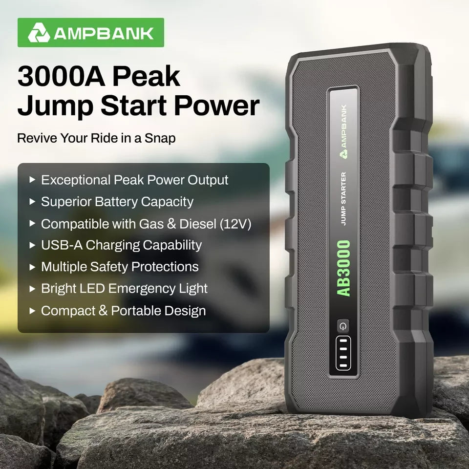 AMPBANK AB3000 12V Jump Starter Power Bank Car Booster