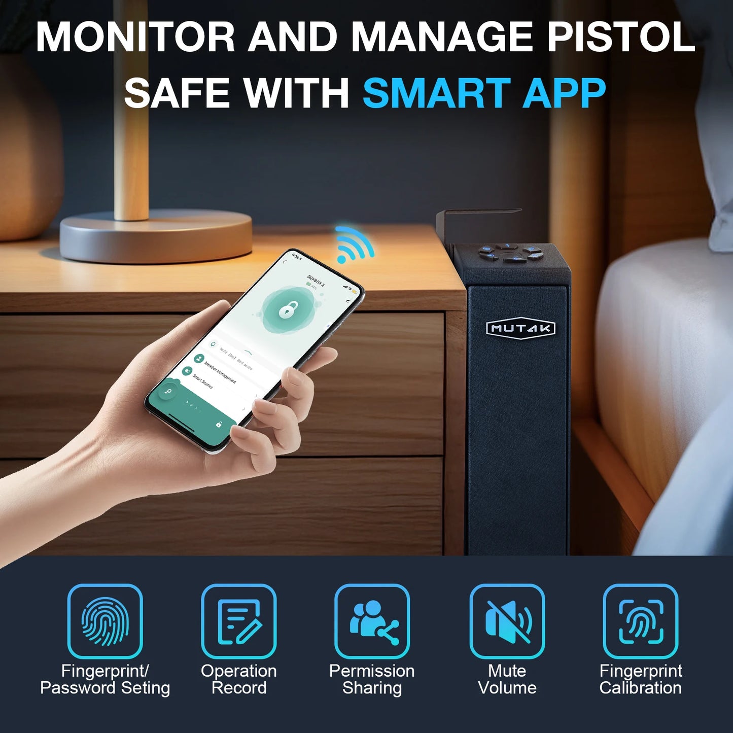 Biometric Handgun Safe with Smart App and Fingerprint Access - Safety First Gear 25