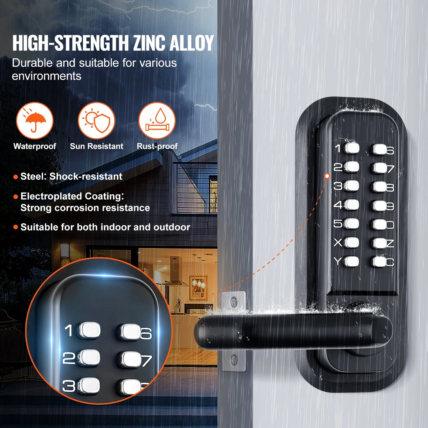 SucceBuy Mechanical Keyless Entry Door Lock Dual Sided 14Digit Keypad - Safety First Gear 25