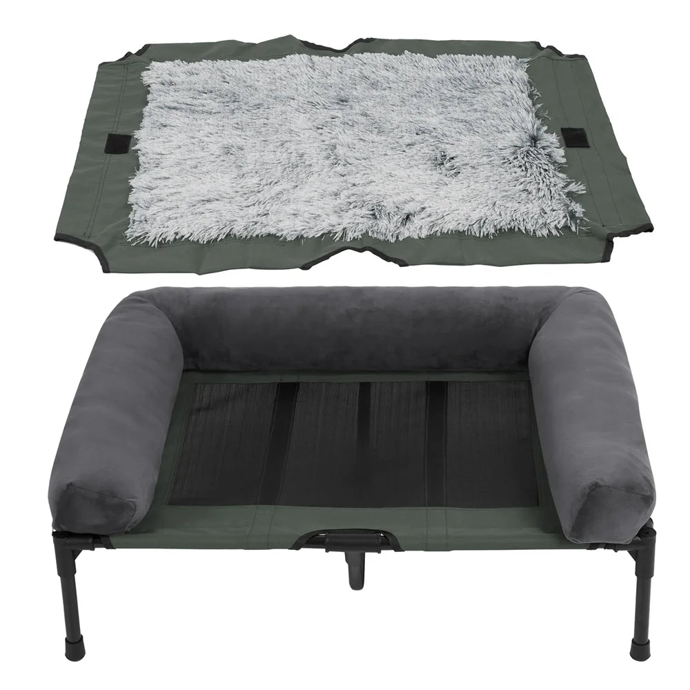 BORWARTCN Raised Outdoor Dog Bed With Cooling Mat For Pets