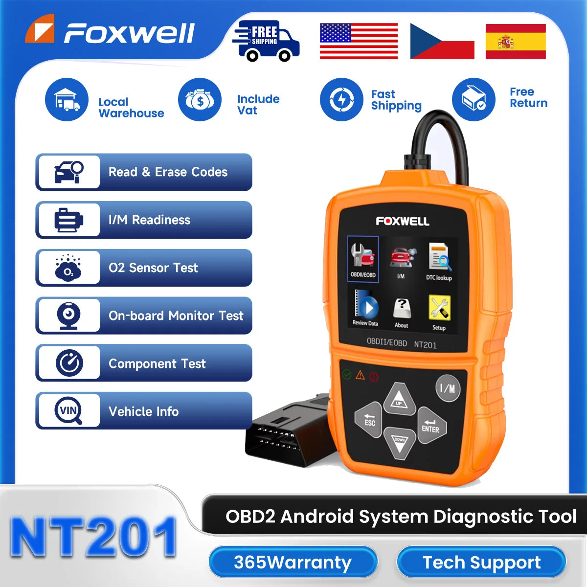 Foxwell NT201 OBD2 Diagnostic Tool Code Reader Professional