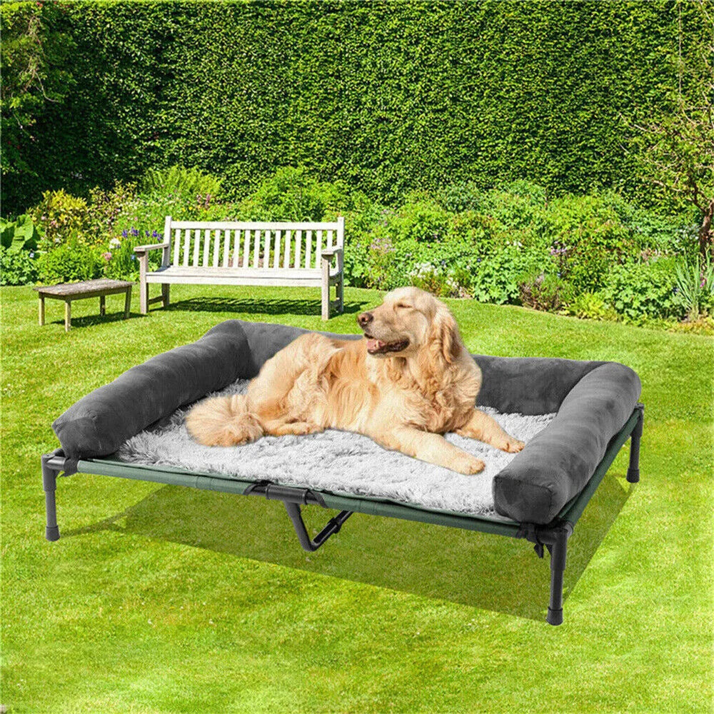 BORWARTCN Raised Outdoor Dog Bed With Cooling Mat For Pets