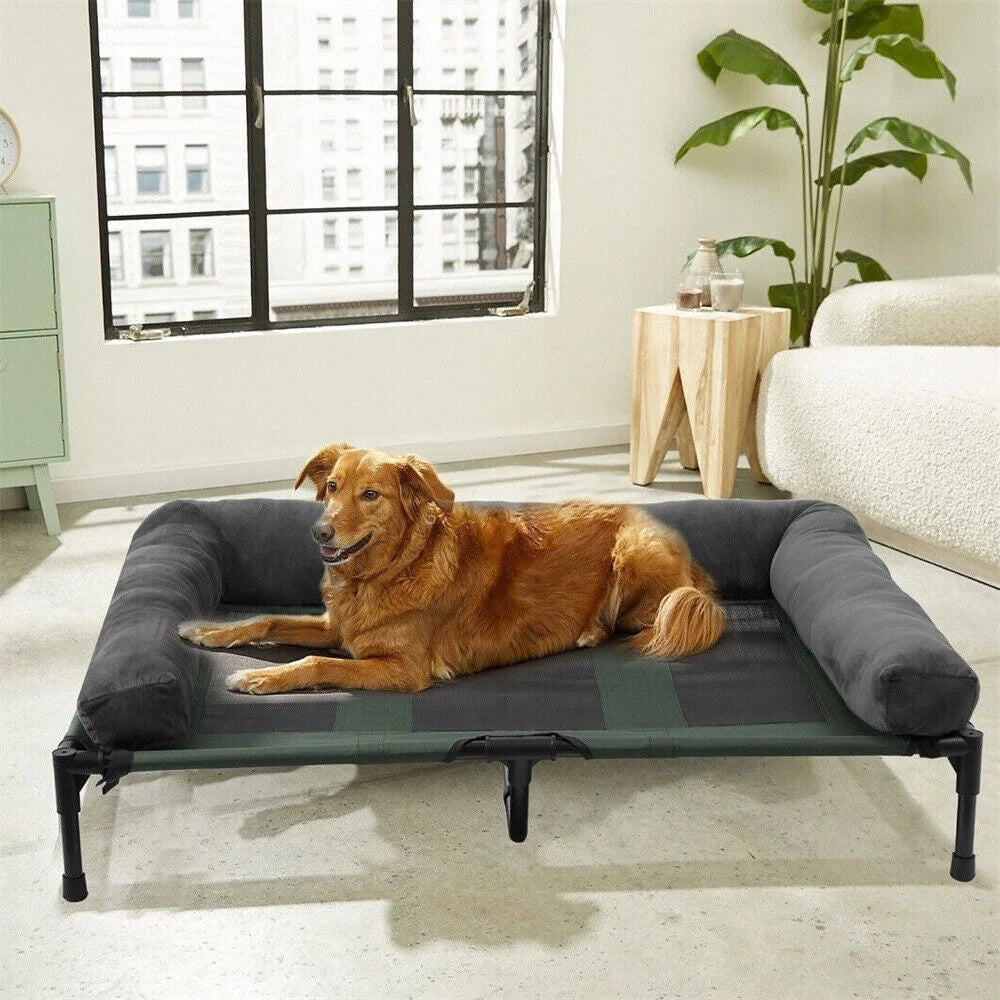 BORWARTCN Raised Outdoor Dog Bed With Cooling Mat For Pets