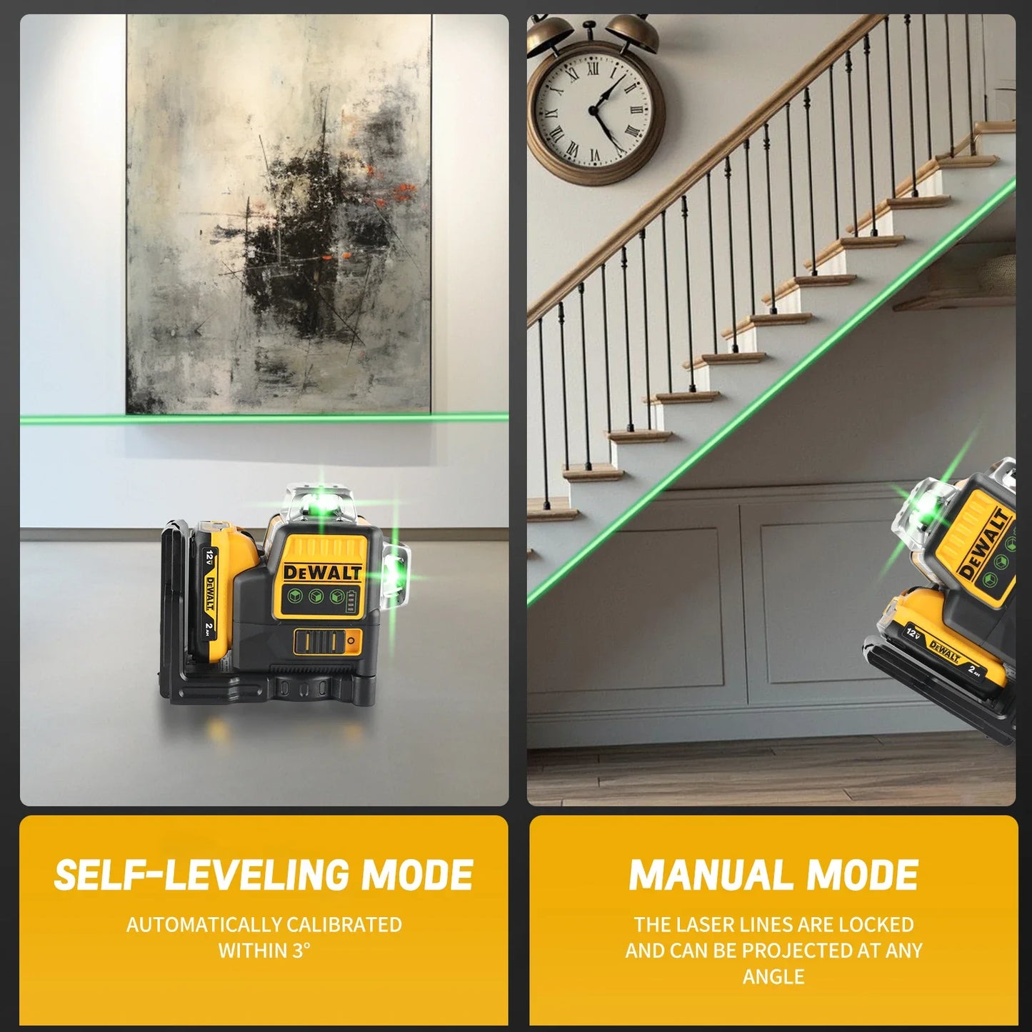 DEWALT DW089LG 3-Sided Vertical Laser Level With 360 Degree