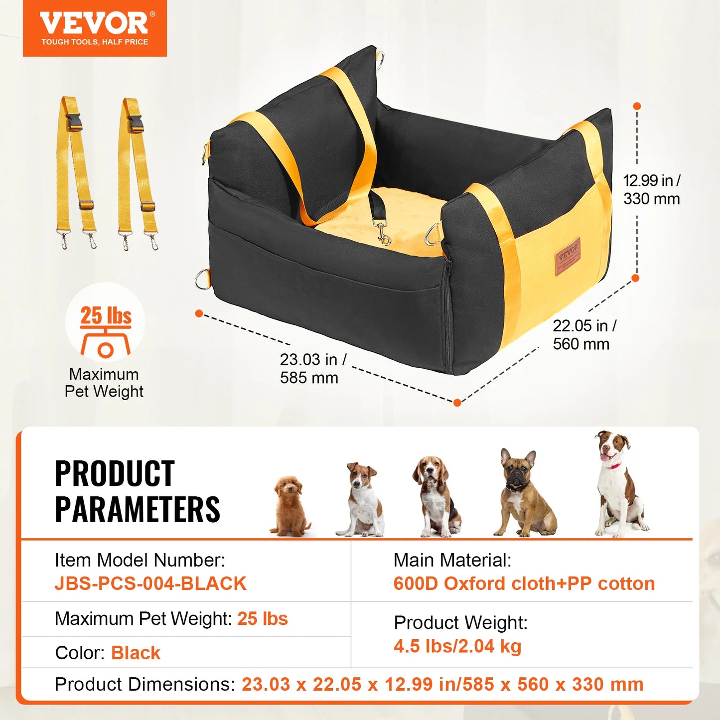 VEVOR Dog Car Seat Booster Seat With Clip On Leash