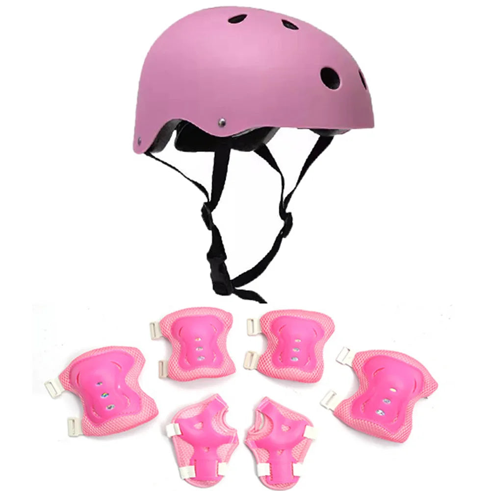 Hign-concerned Kids Safety Helmet Knee Elbow Pad Set Cycling