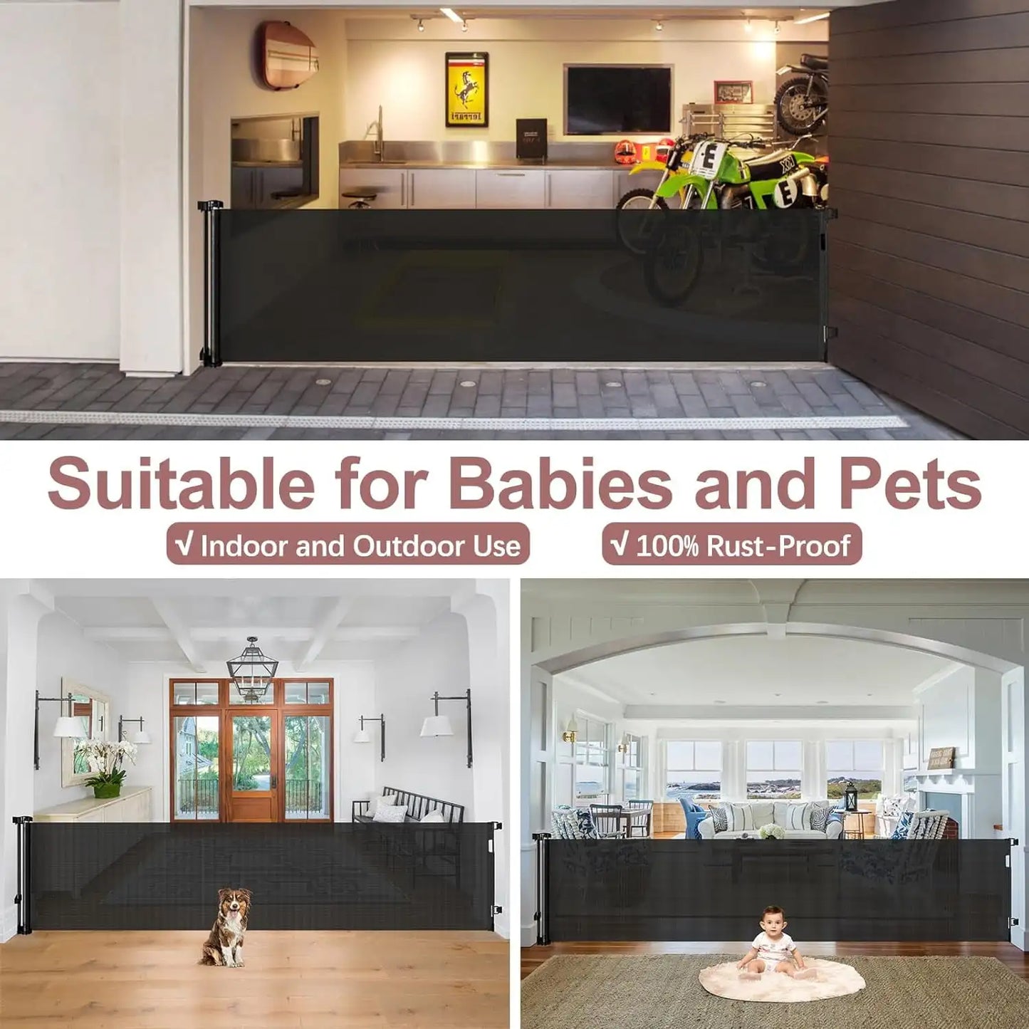 Retractable Baby Safety Gate For Stairs And Doorways
