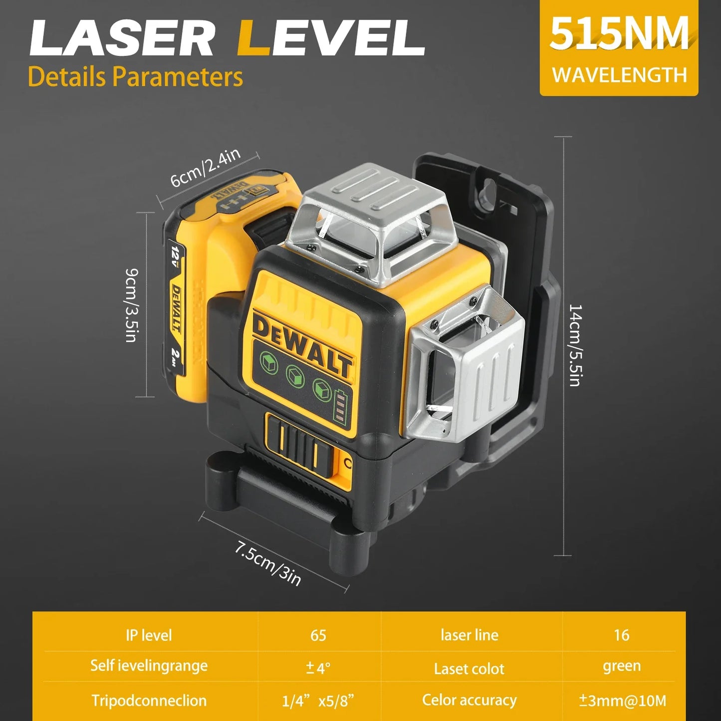 DEWALT DW089LG 3-Sided Vertical Laser Level With 360 Degree
