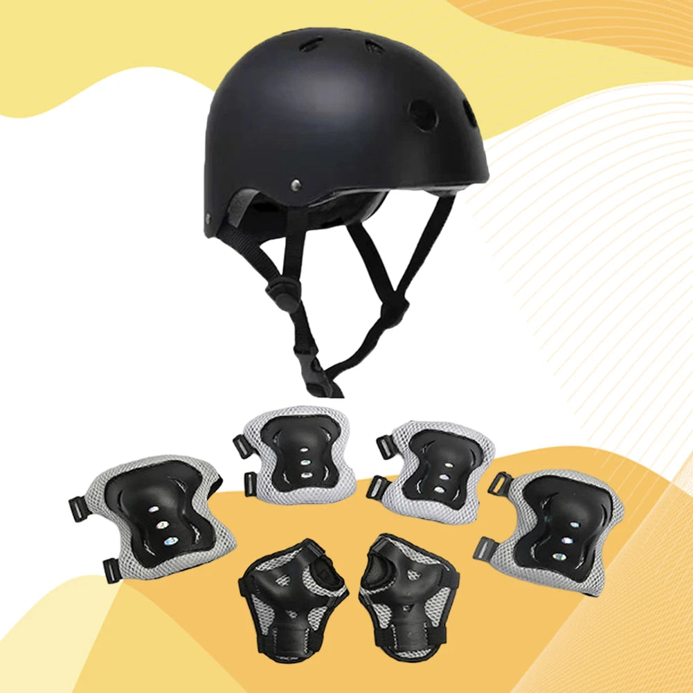 Hign-concerned Kids Safety Helmet Knee Elbow Pad Set Cycling