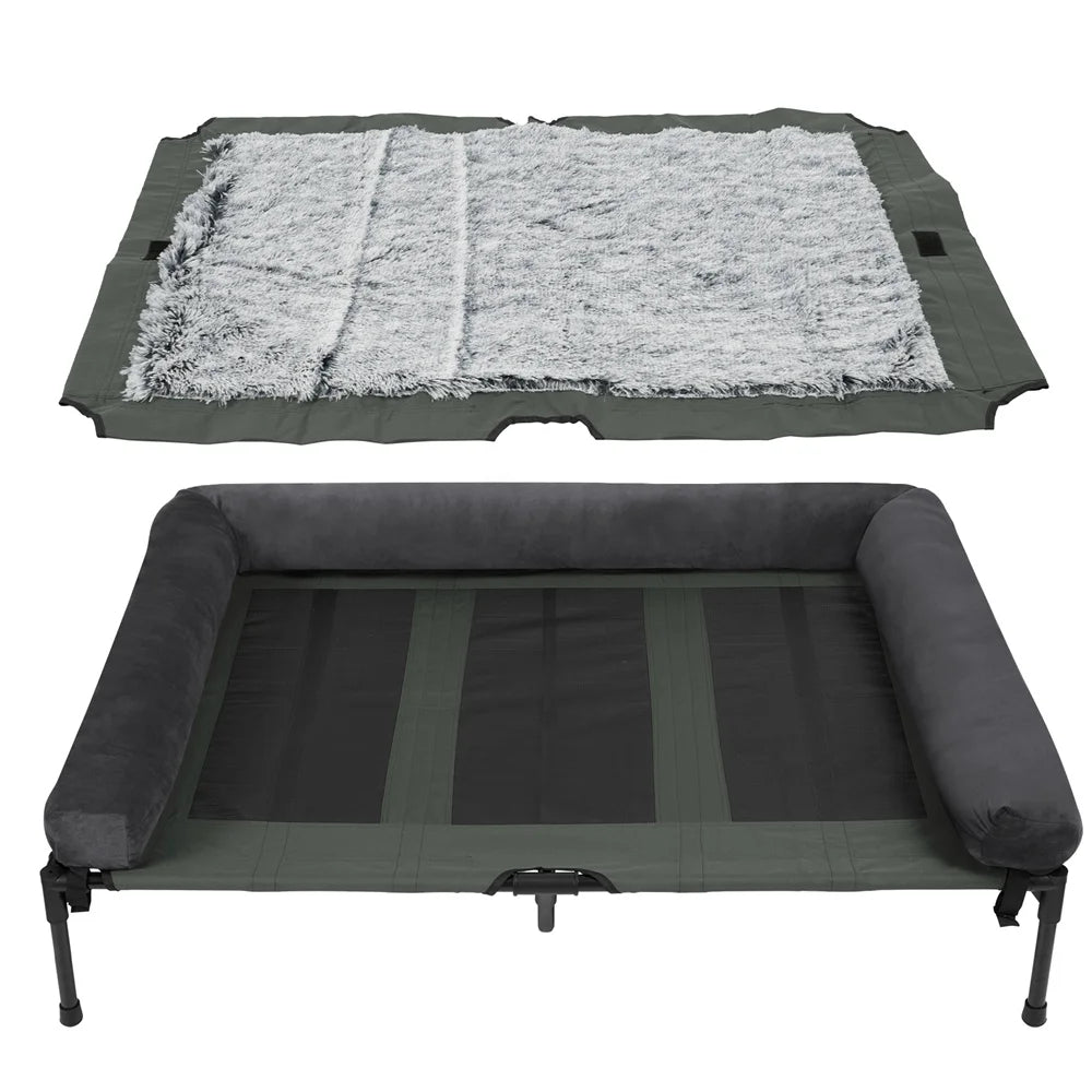 BORWARTCN Raised Outdoor Dog Bed With Cooling Mat For Pets