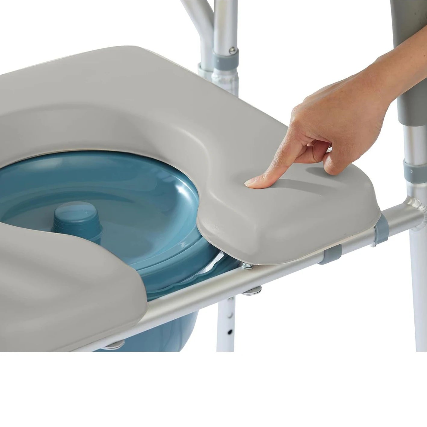 Raised Toilet Seat with Armrests Storage Bag, Adjustable Height Padded Seat Elevated Toilet Risers For Elderly Disabled Handicap