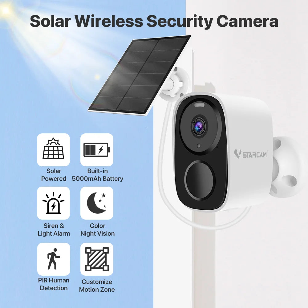 Vstarcam 2K Wireless Solar Security Camera with Two Way Audio - Safety First Gear 25