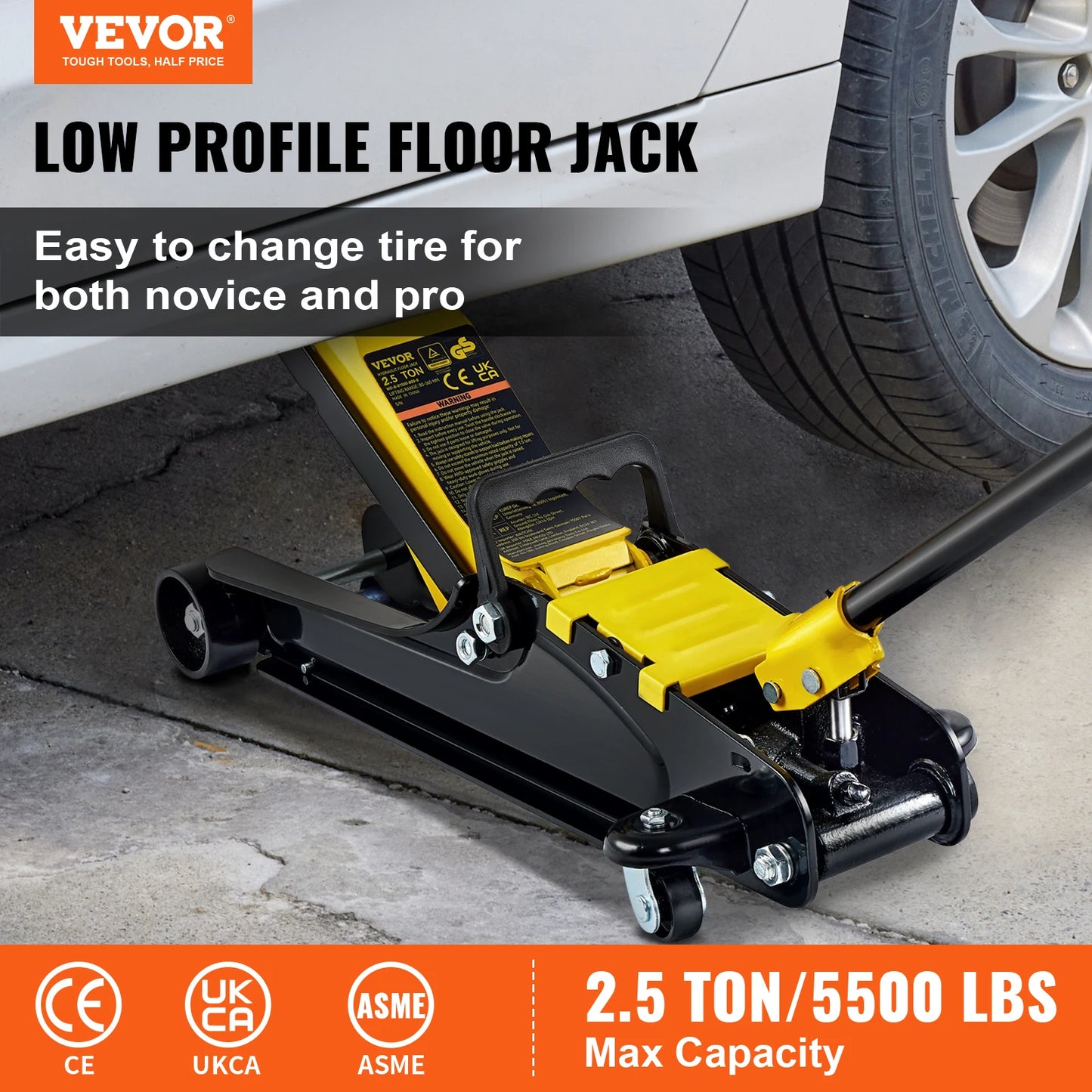 VEVOR 2.5T Floor Hydraulic Jack Pneumatic Low Profile
