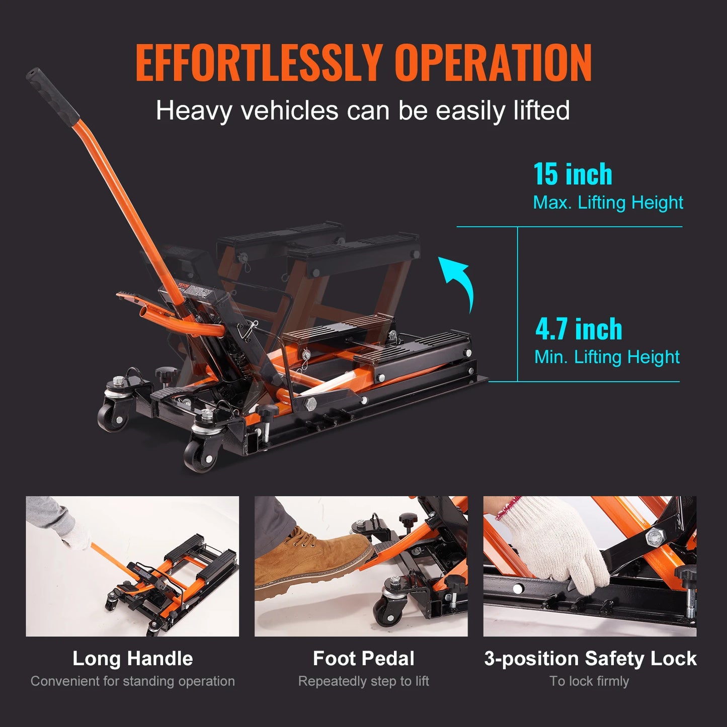 VEVOR Hydraulic Motorcycle Jack Stand 1500 Lbs For ATV