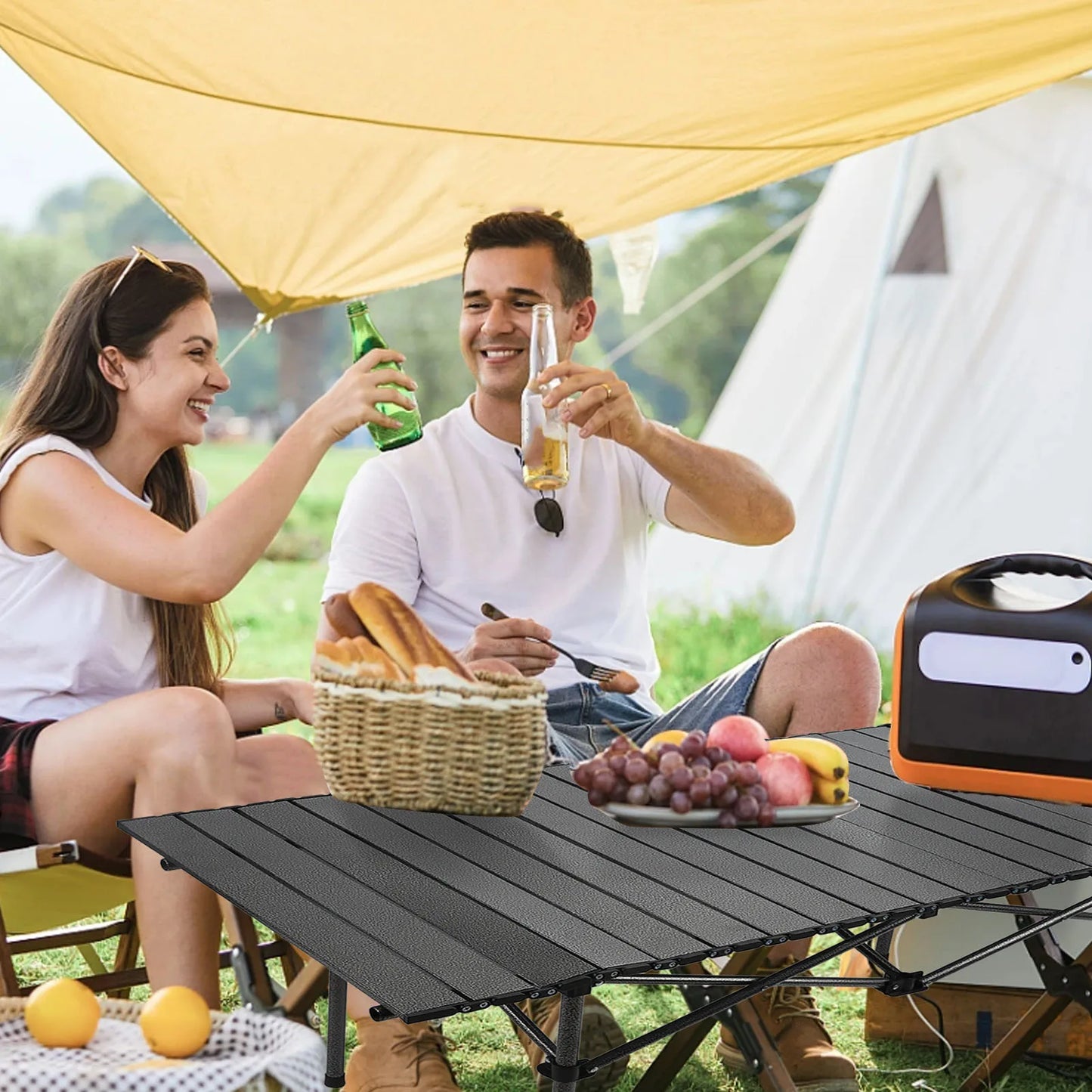 DOACT Folding Camping Table Roll Up Outdoor For BBQ