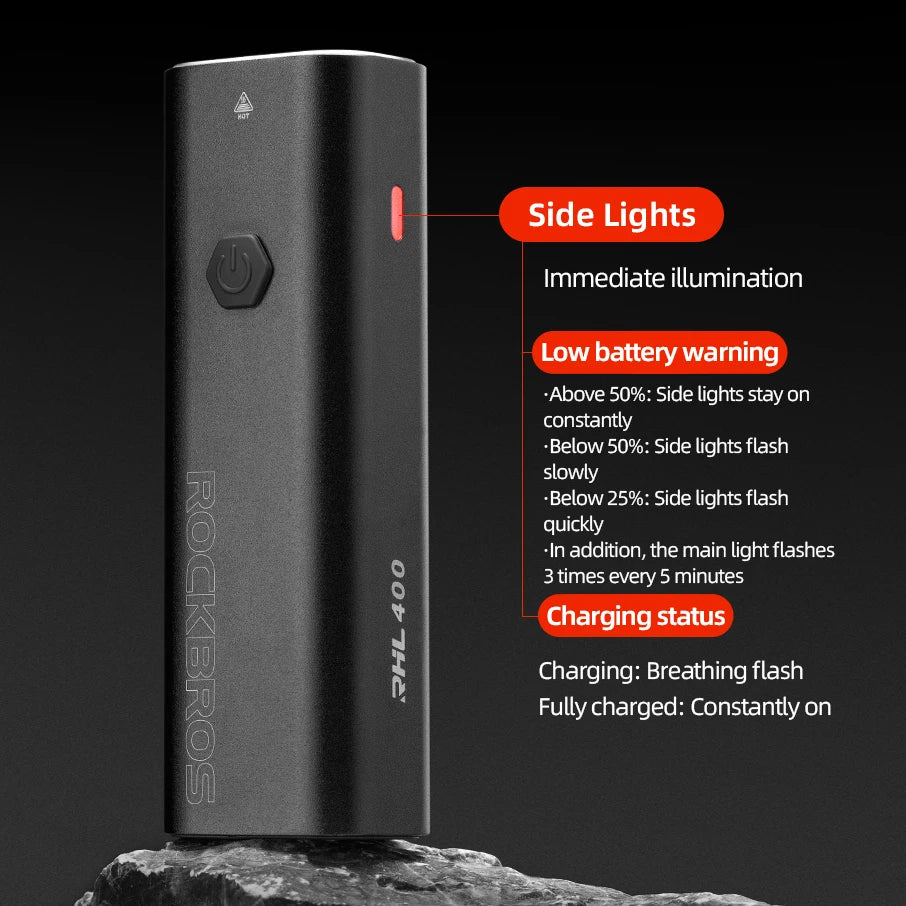 ROCKBROS Rechargeable Bike Light Waterproof Headlight 200M