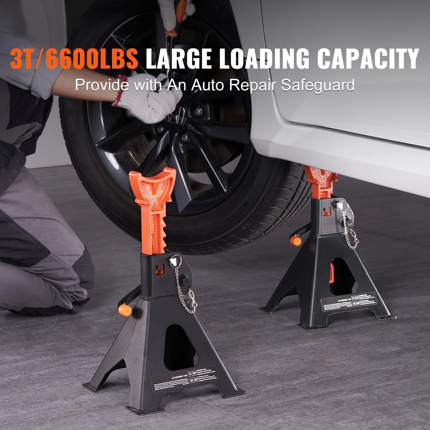 SucceBuy Jack Stands Three to Six Ton Double Locking