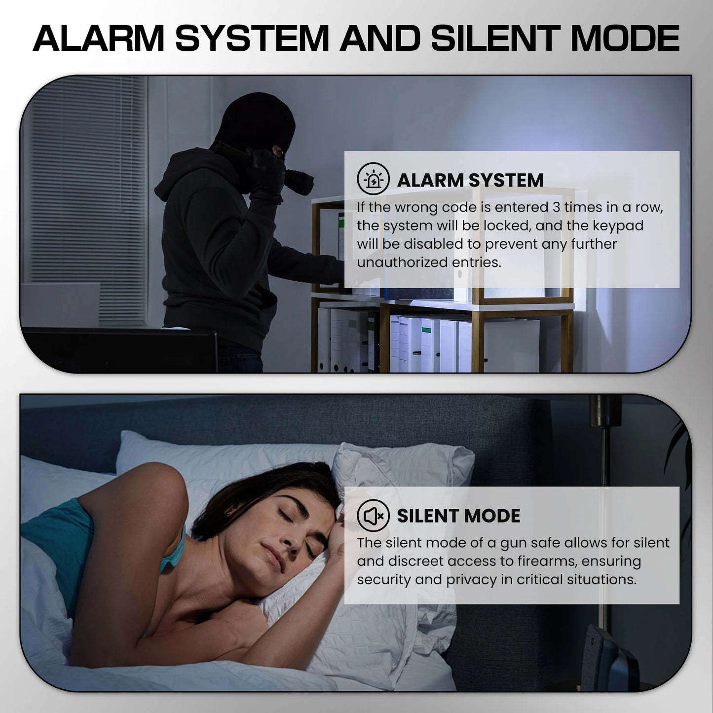 Quick Access Gun Safe with Silent Mode and Alarm System - Safety First Gear 25