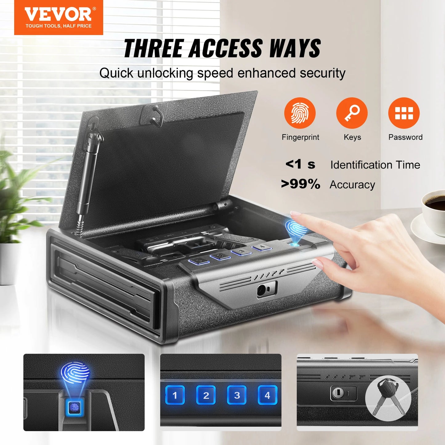 VEVOR Gun Safe Biometric 3 Way Quick Access Pistol Case
