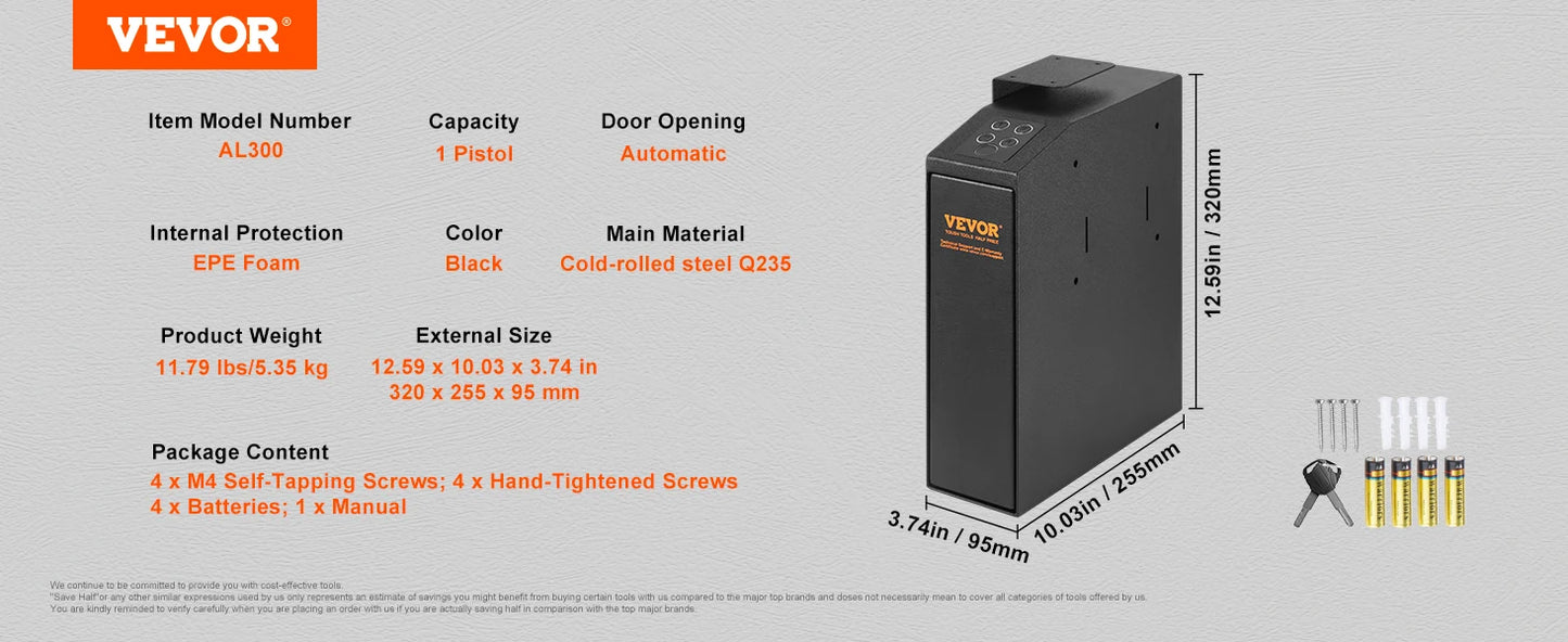VEVOR Gun Safe Biometric 3 Way Quick Access Pistol Case