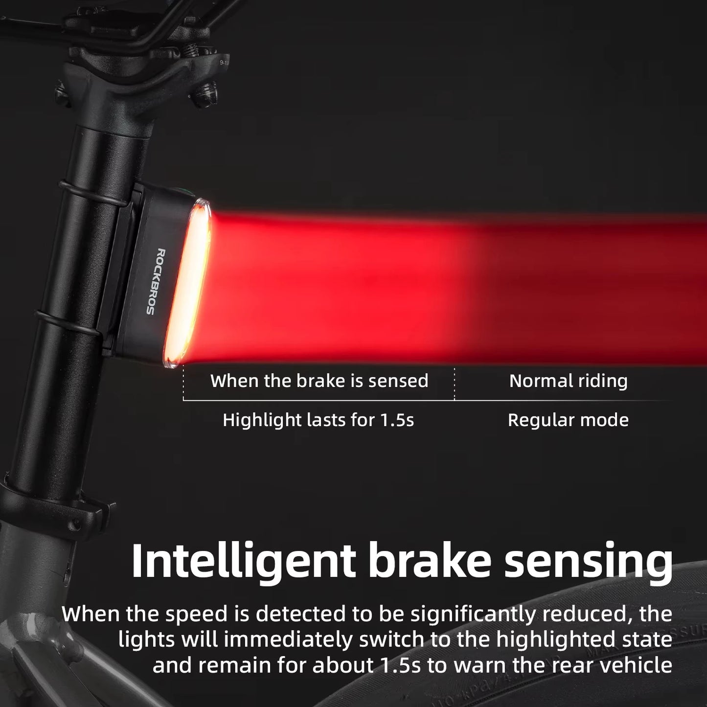 ROCKBROS Magnetic Smart Tail Light Type C Charge 7 Modes - Safety First Gear 25