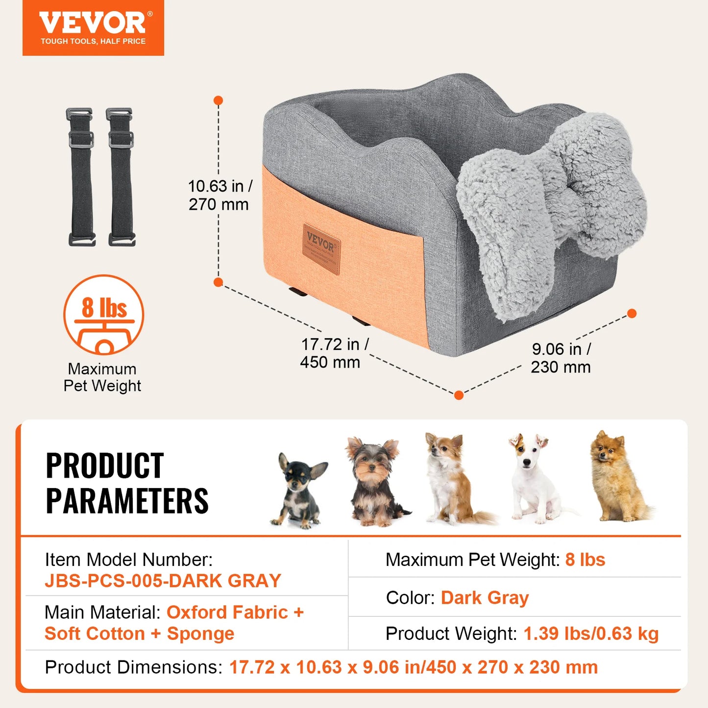 VEVOR Dog Car Seat Booster Seat With Clip On Leash