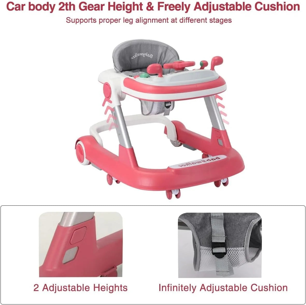2 in 1 Baby Walker with Removable Feeding and Music Tray - Safety First Gear 25
