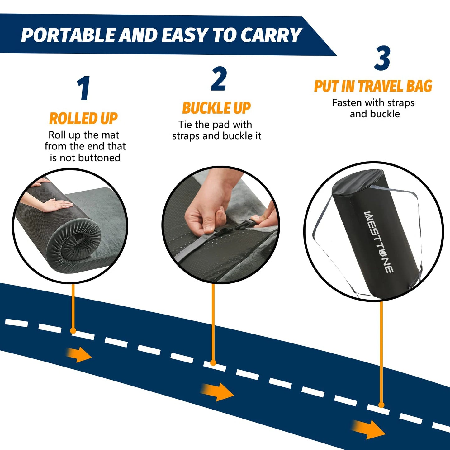 WestTune Memory Foam Camping Sleeping Pad Certipur US