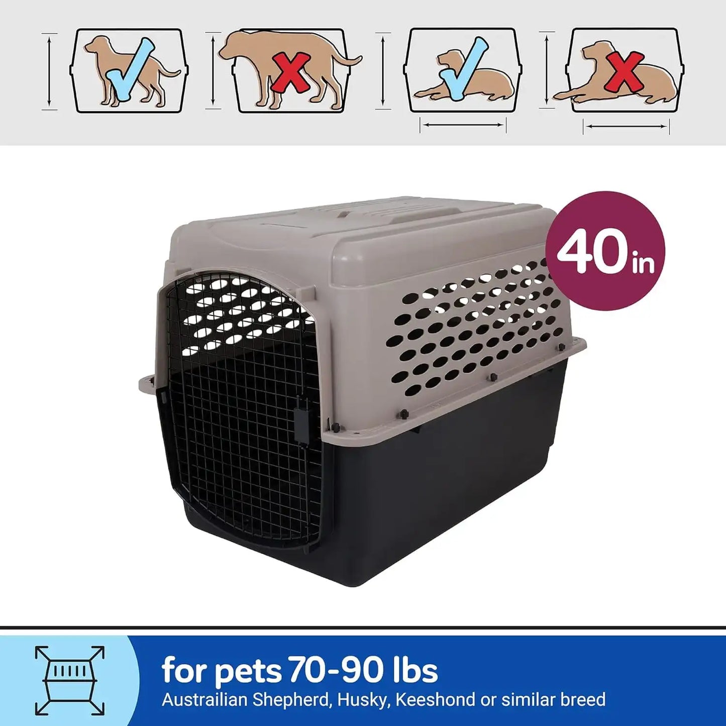 Vibrant Life Large Plastic Pet Kennel for Travel and Safety - Safety First Gear 25