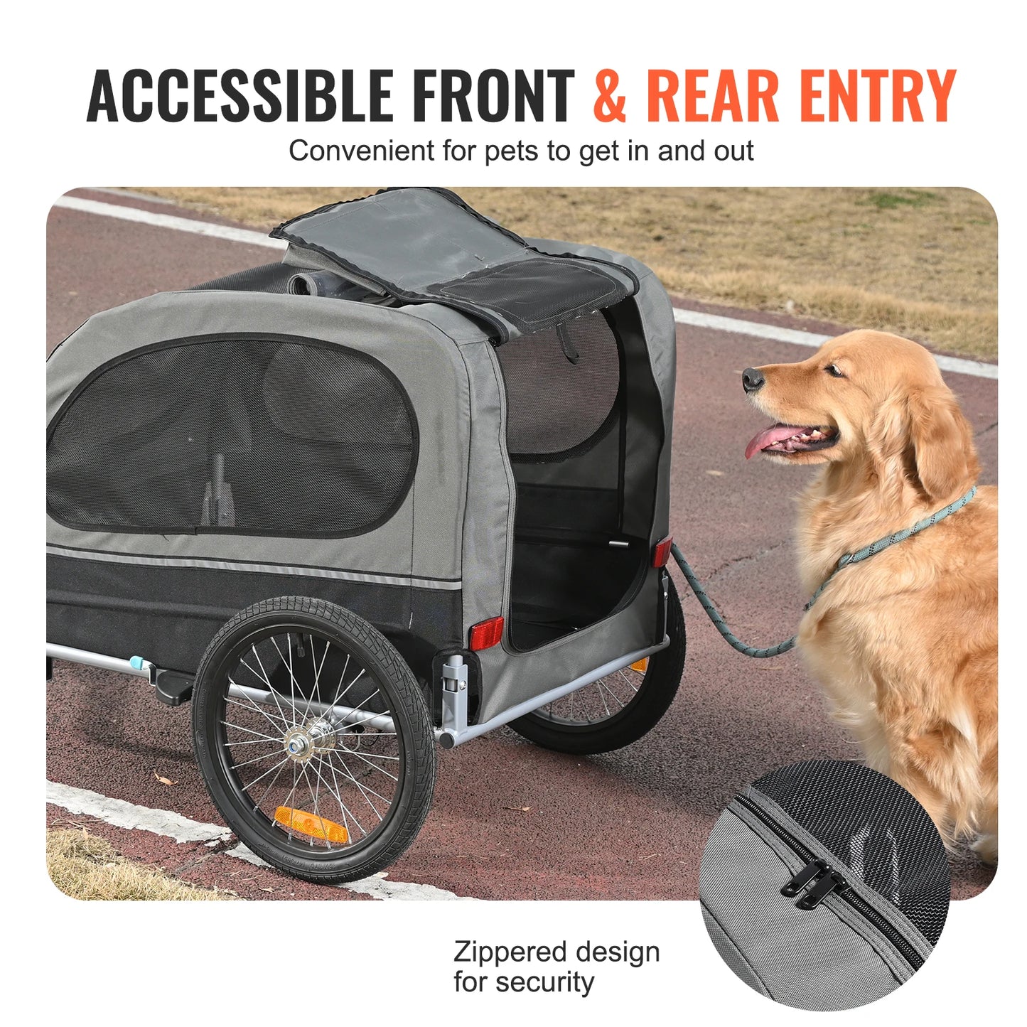 SucceBuy Dog Bike Trailer Pet Cart Carrier Reflectors