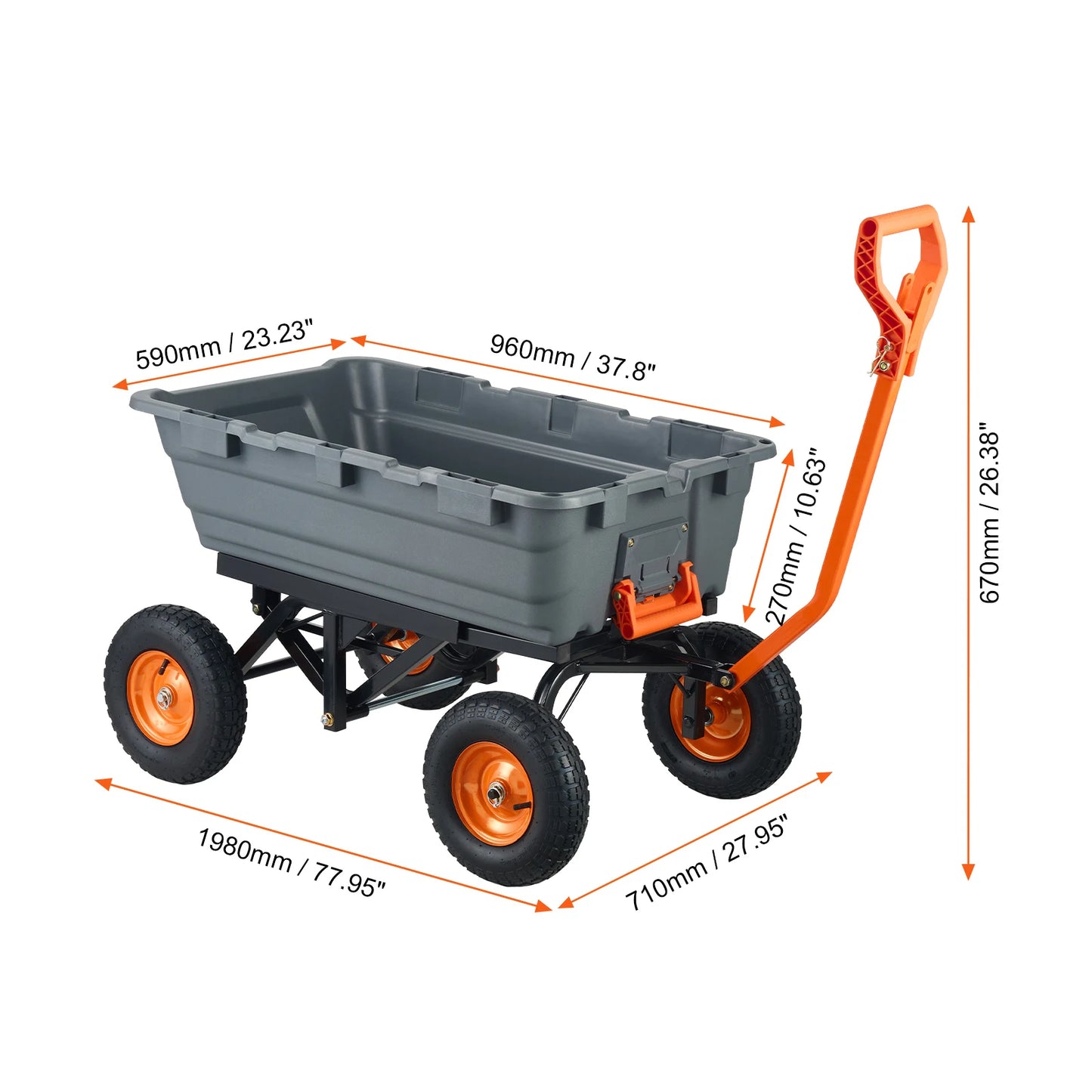 SucceBuy Dump Cart Garden Wagon With 2 In 1 Handle
