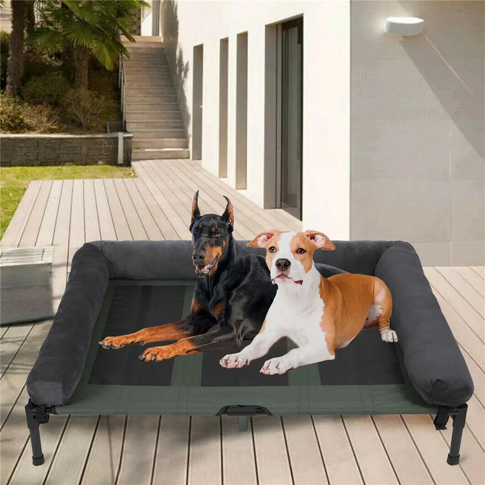 BORWARTCN Raised Outdoor Dog Bed With Cooling Mat For Pets