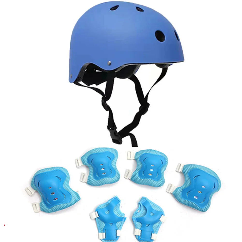 Hign-concerned Kids Safety Helmet Knee Elbow Pad Set Cycling