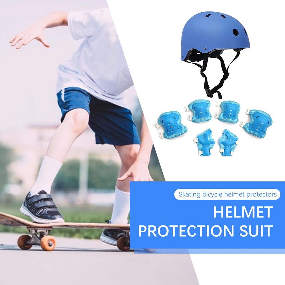 Hign-concerned Kids Safety Helmet Knee Elbow Pad Set Cycling