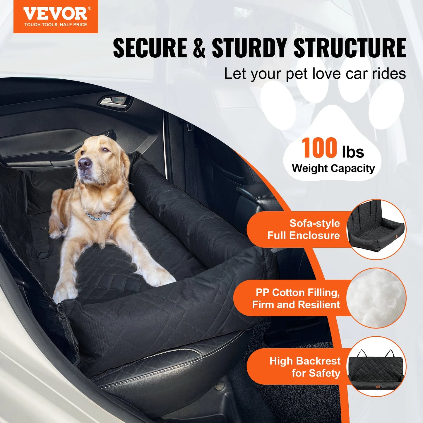 VEVOR Dog Car Seat Booster Seat With Clip On Leash