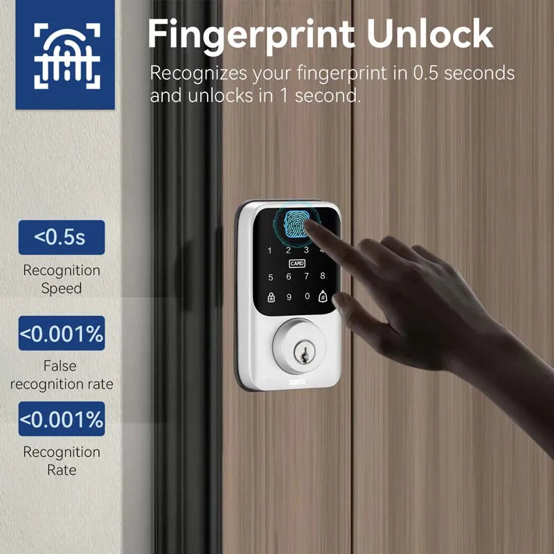 XSDTS Smart Door Lock Biometric Fingerprint Card Keypad App