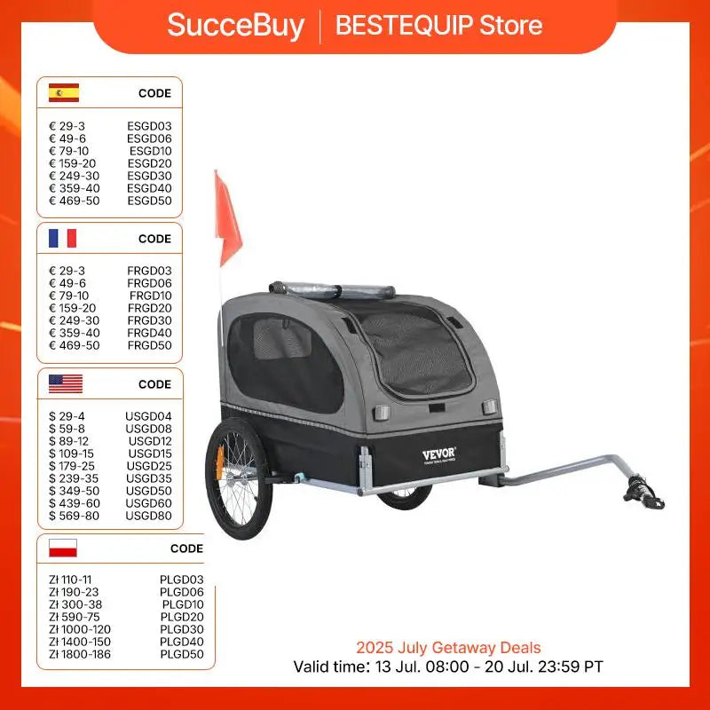 SucceBuy Dog Bike Trailer Pet Cart Carrier Reflectors
