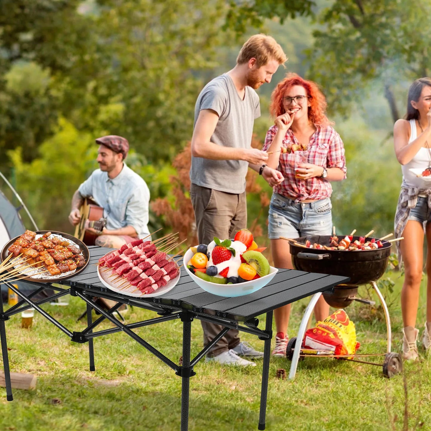 DOACT Folding Camping Table Roll Up Outdoor For BBQ