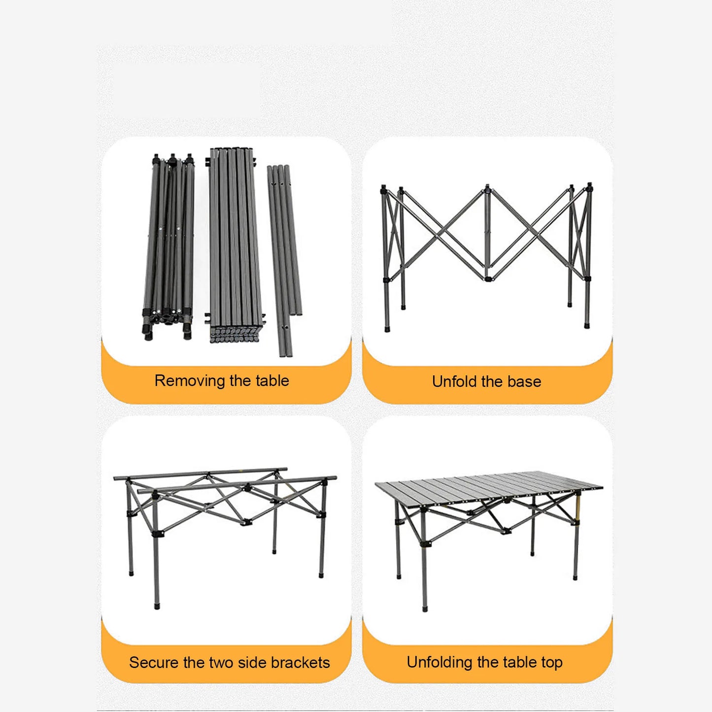 DOACT Folding Camping Table Roll Up Outdoor For BBQ