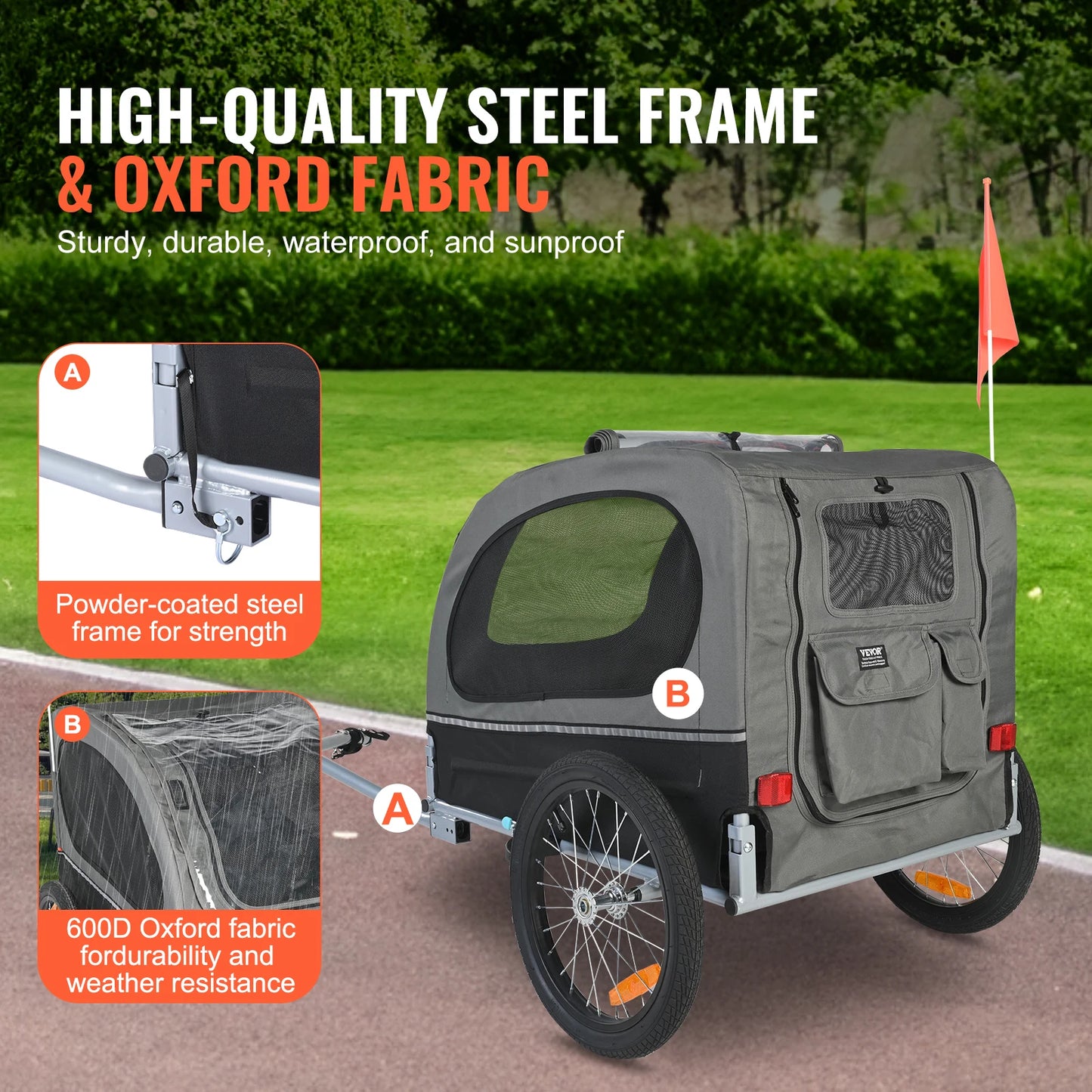 SucceBuy Dog Bike Trailer Pet Cart Carrier Reflectors