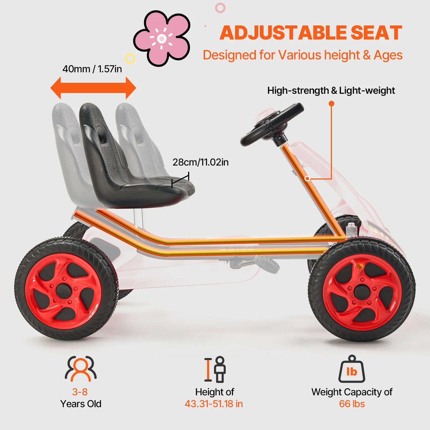 SucceBuy Kids Pedal Go Kart Four Wheel Off Road Racer
