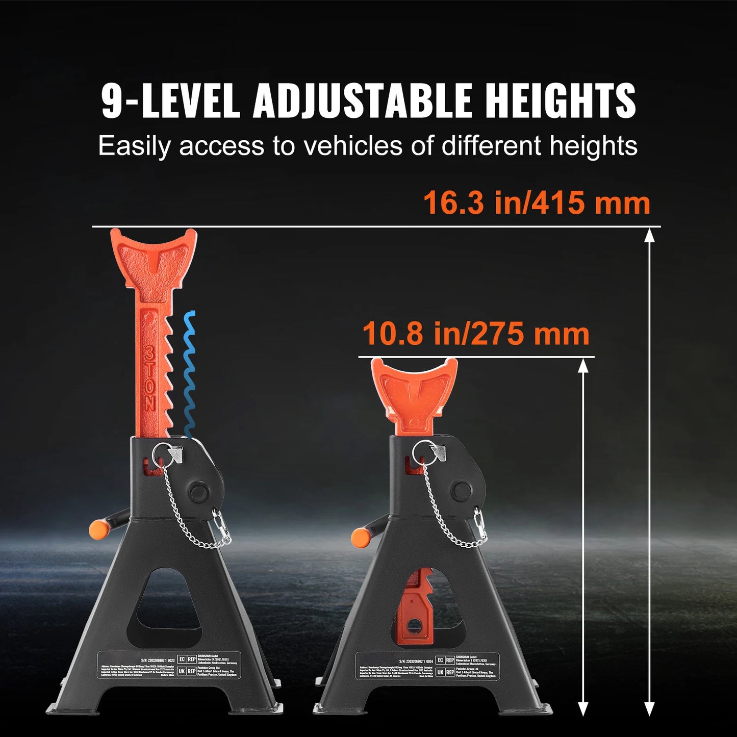 SucceBuy Jack Stands Three to Six Ton Double Locking