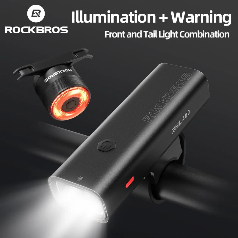 Rockbros Waterproof Rechargeable Bicycle Headlight with Tail Light - Safety First Gear 25