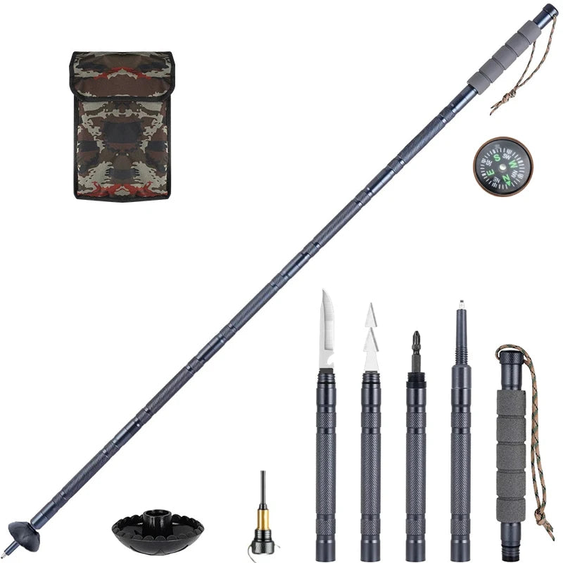 Adjustable Lightweight Tactical Hiking Poles with Multi Tool Features - Safety First Gear 25
