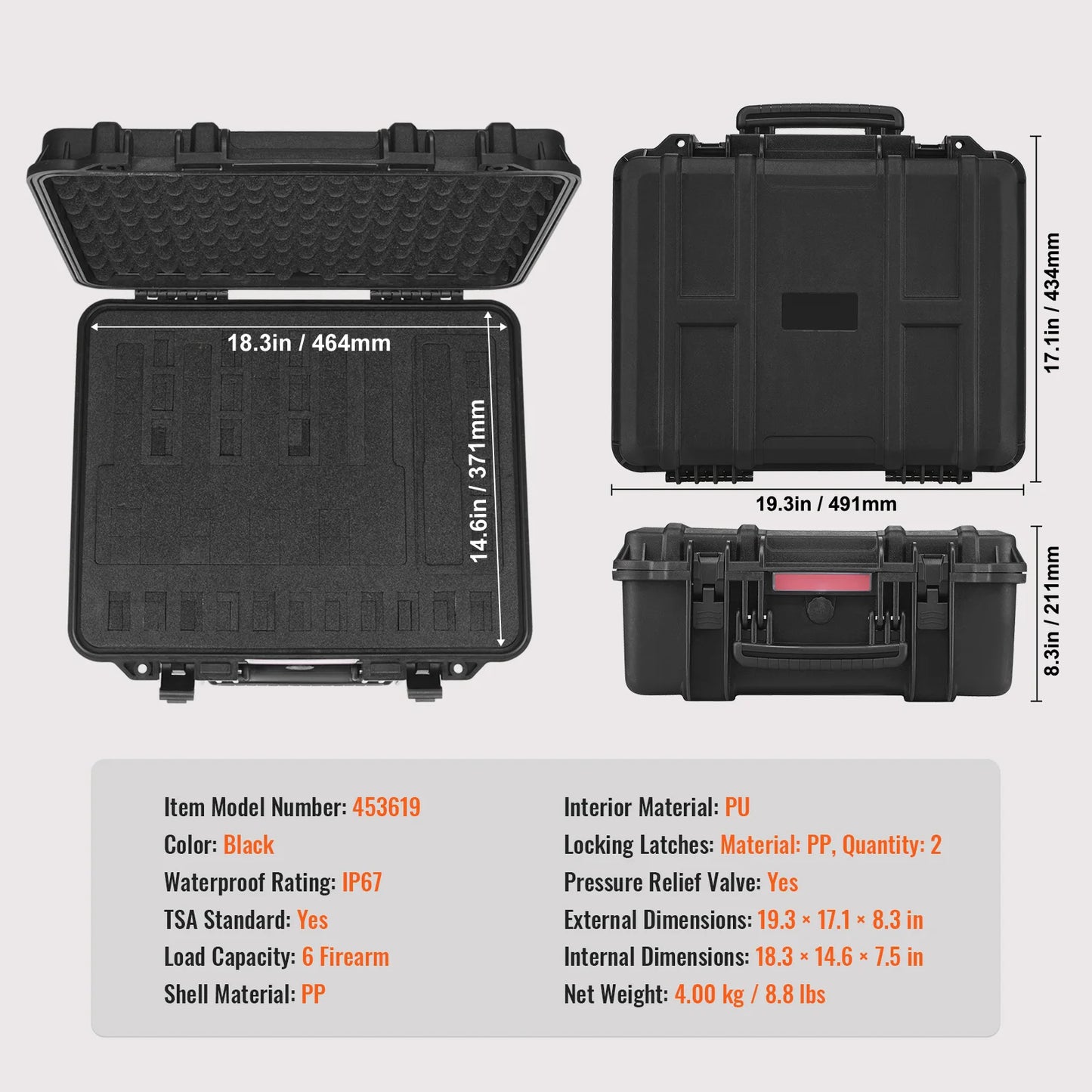 SucceBuy Hard Pistol Case With Pre-Cut Foam Waterproof Dustproof