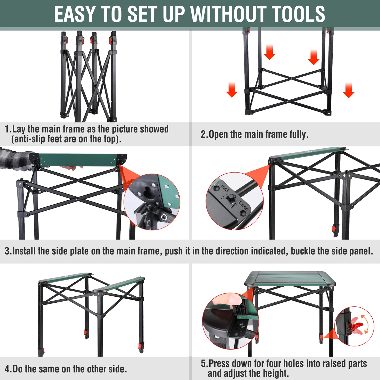 VILLEY Folding Aluminum Camping Square Table With Carry Bag - Safety First Gear 25