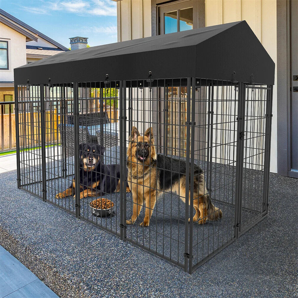 Heavy Duty Dog Kennel with Roof Cover for Secure Playtime - Safety First Gear 25