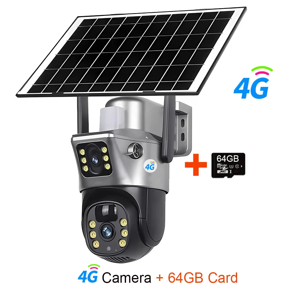 V380 Solar 4G WiFi CCTV Camera With Dual Lenses 8MP