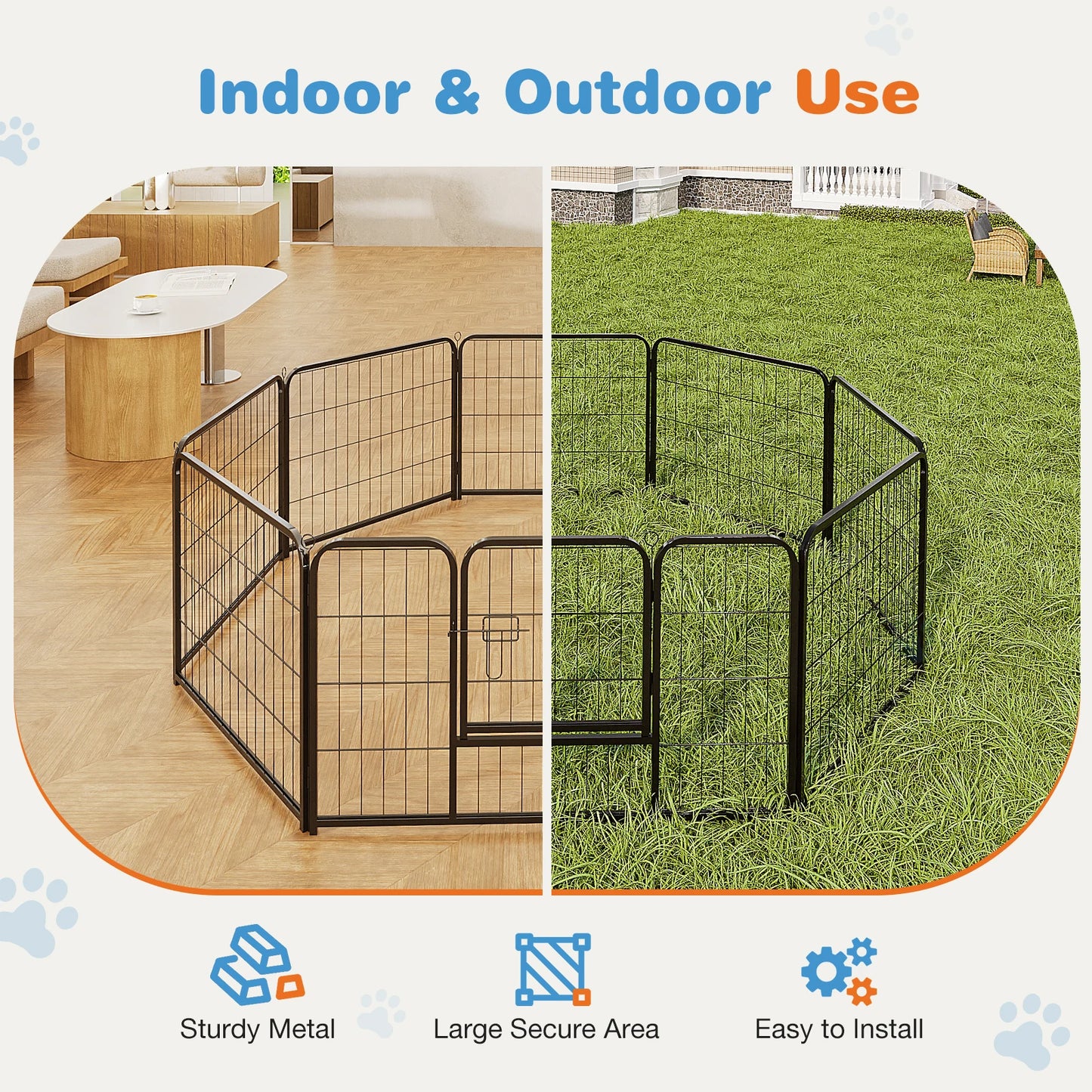 Heavy Duty Metal Dog Playpen for Indoor and Outdoor Use - Safety First Gear 25