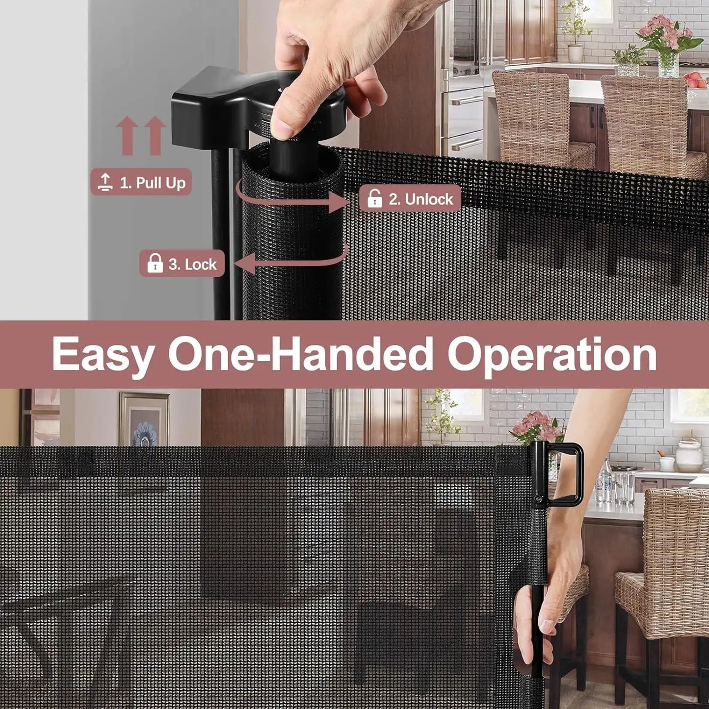 Retractable Baby Safety Gate For Stairs And Doorways